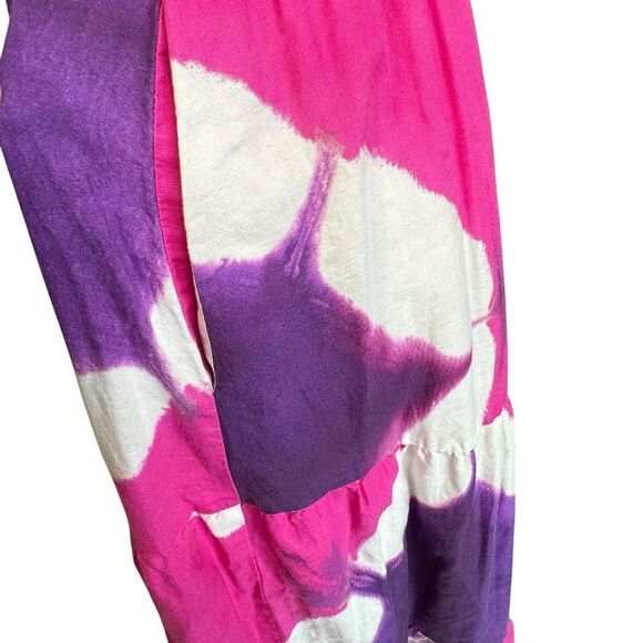 Busayo Collective Purple and Pink Tie Dye Ruffle One-Shoulder Midi Dress | 6 - Picture 7 of 12